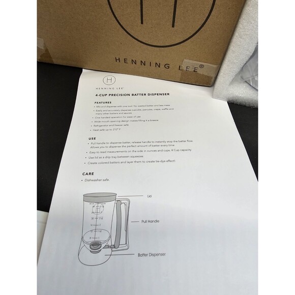 Henning Lee 4-Cup Precision Batter Dispenser Model K75690 - Open Box - Picture 5 of 6